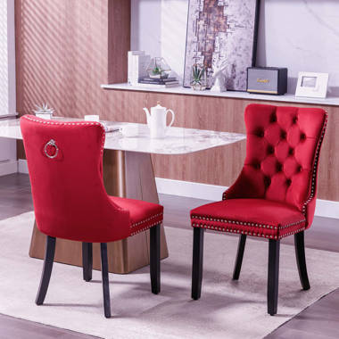 Red velvet best sale side chair